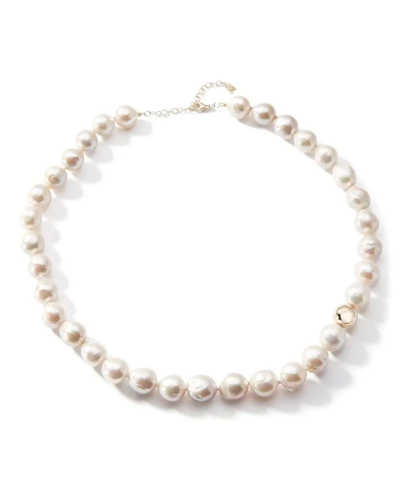 MATEO 14kt Gelbgoldhalskette mit Perlenanhänger - Nude Nude