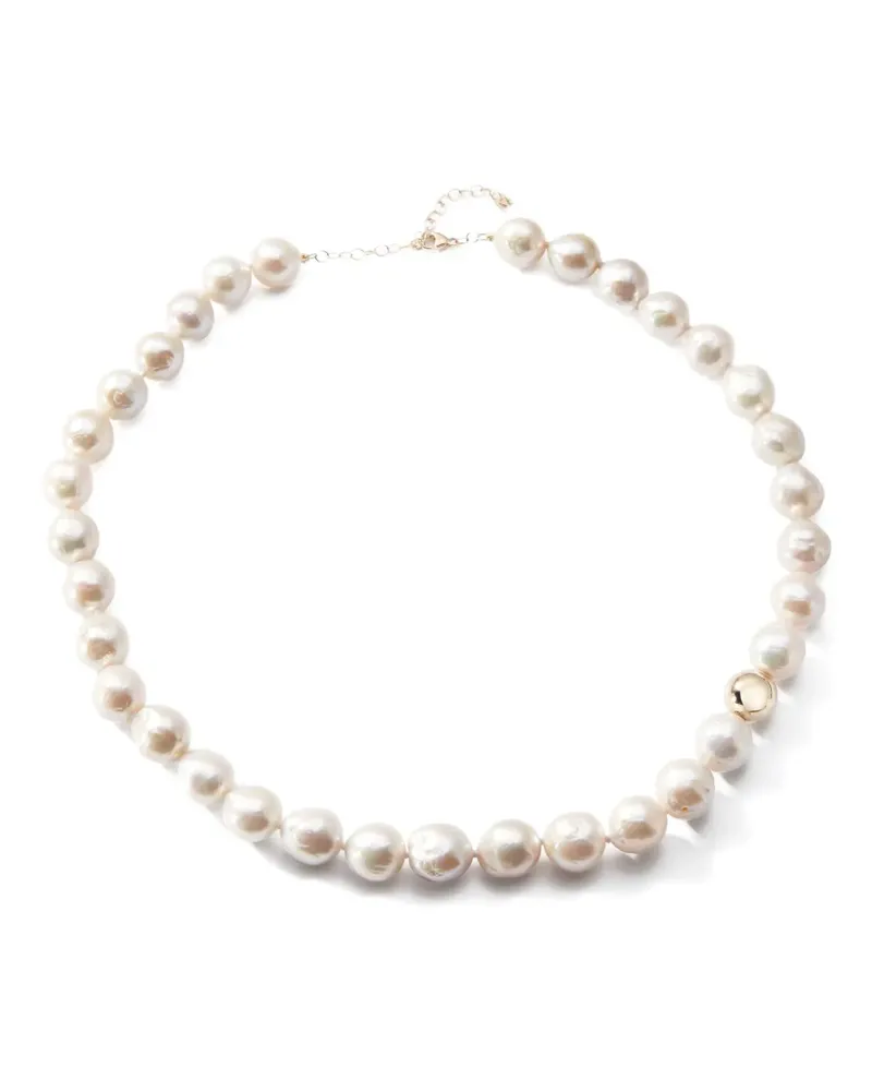 MATEO 14kt Gelbgoldhalskette mit Perlenanhänger - Nude Nude