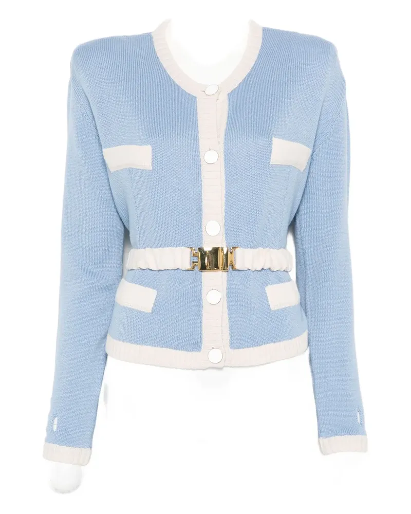 Rowen Rose two-tone belted cardigan - Blau Blau