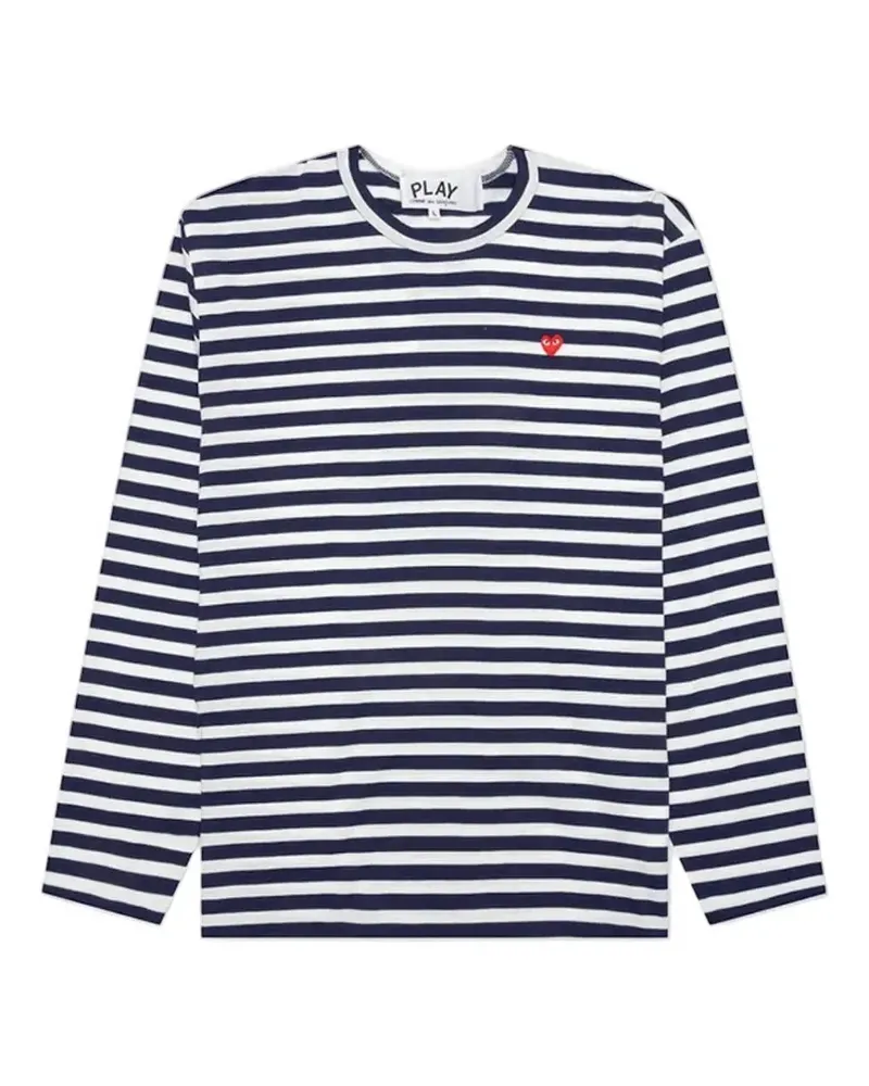 Comme des Garçons Heart patch striped T-shirt - Blau Blau