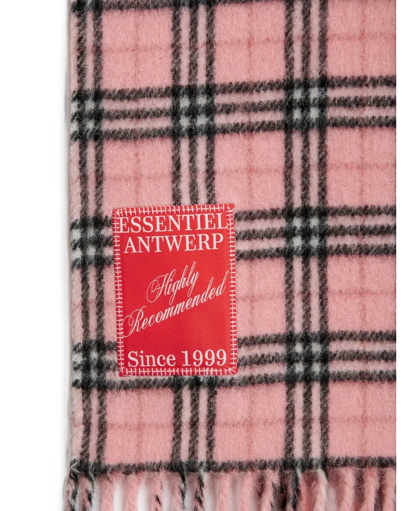 Essentiel Karierter Kattern Schal mit Fransen - Rosa Rosa