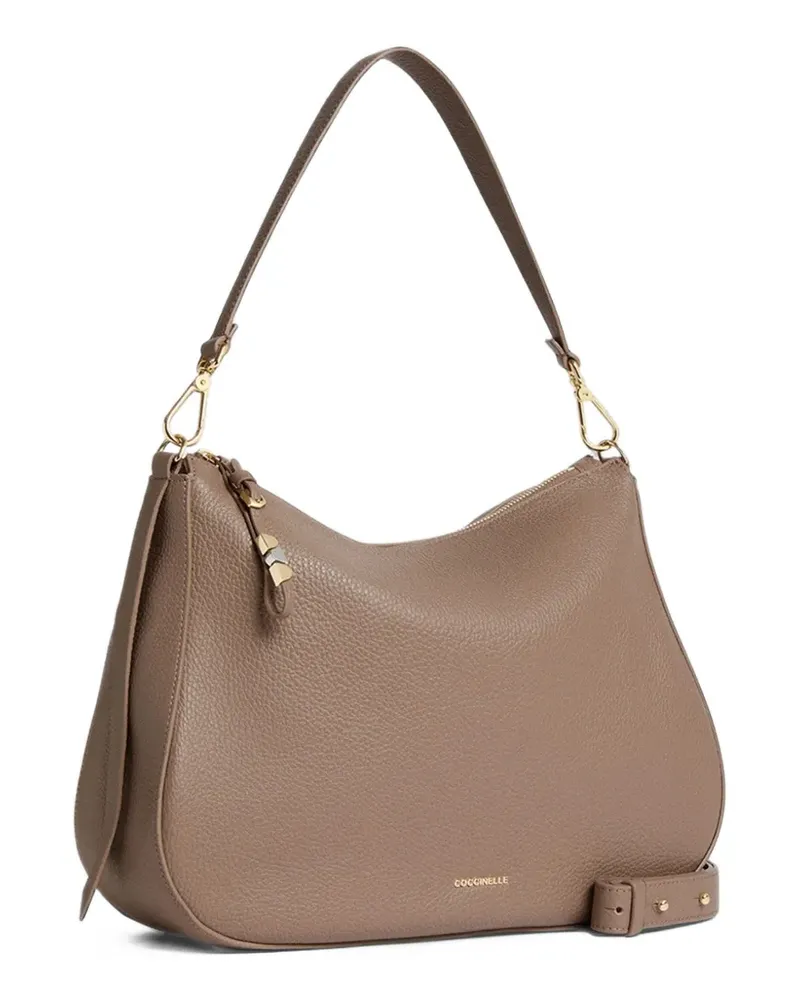 Coccinelle Mittelgroße Nory Schultertasche aus gekörntem Leder - Braun Braun