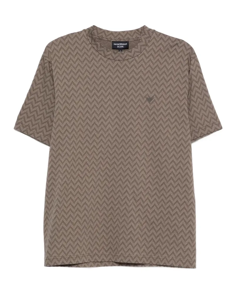 Emporio Armani Icon chevron-pattern cotton T-shirt - Braun Braun