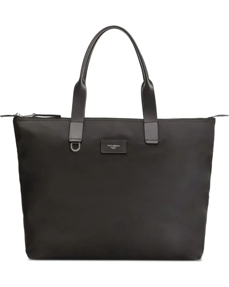 Dolce & Gabbana Shopper mit Logo-Schild - Schwarz Schwarz