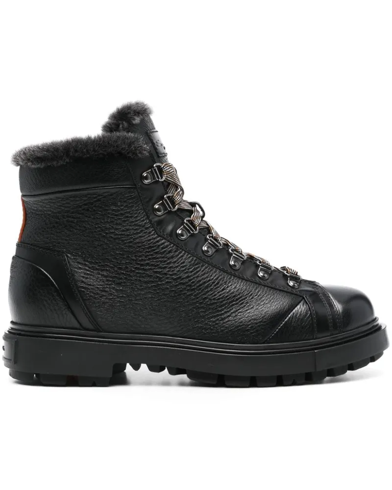 Santoni Stiefel mit Shearling-Besatz - Schwarz Schwarz