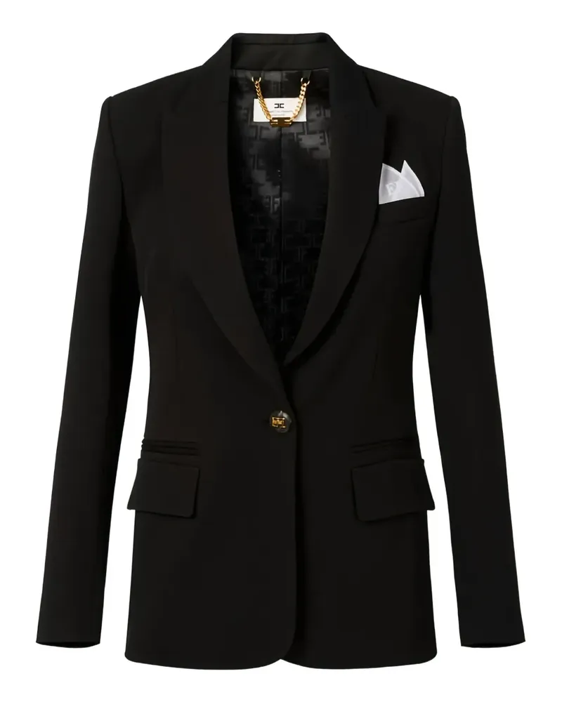 Elisabetta Franchi Gabardine-Blazer mit steigendem Revers - Schwarz Schwarz
