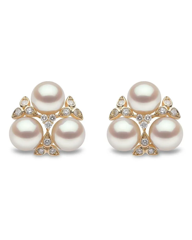 YOKO London 18kt Raindrop Gelbgoldohrringe mit Akoya-Perlen und Diamanten Gold