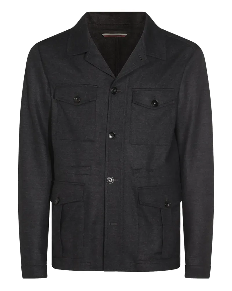 Canali Klassische Hemdjacke - Grau Grau