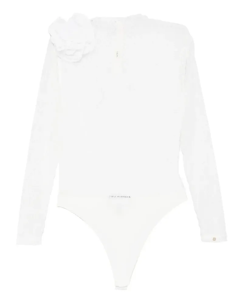NISSA floral-appliqué lace body - Weiß Weiß