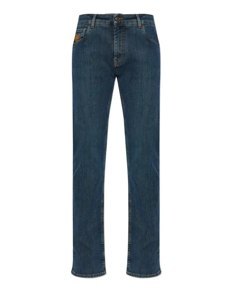 Etro Pegaso-embroidered tapered jeans - Blau Blau