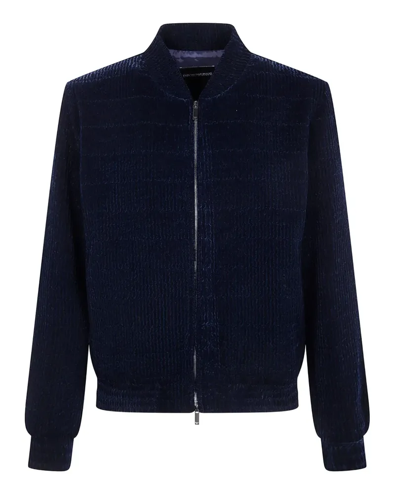 Emporio Armani corduroy zip-up bomber jacket - Blau Blau