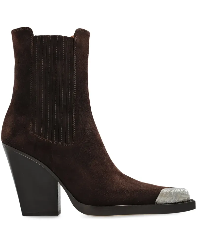 Paris Texas Dallas Wildlederstiefel mit Metallic-Kappe 100mm - Braun Braun