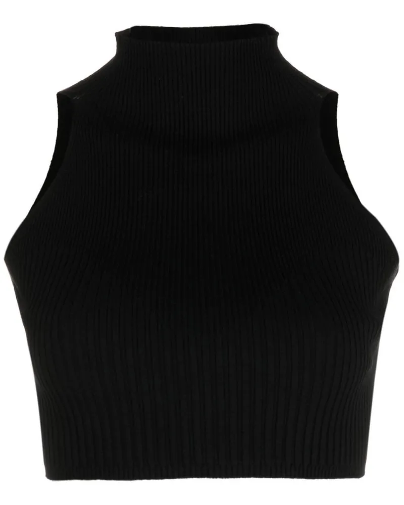 AERON Cropped-Oberteil mit Stehkragen - Schwarz Schwarz