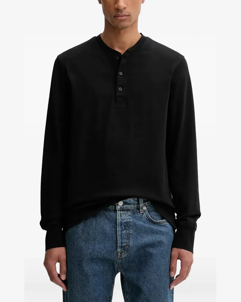 Filippa K cotton Henley T-shirt - Schwarz Schwarz