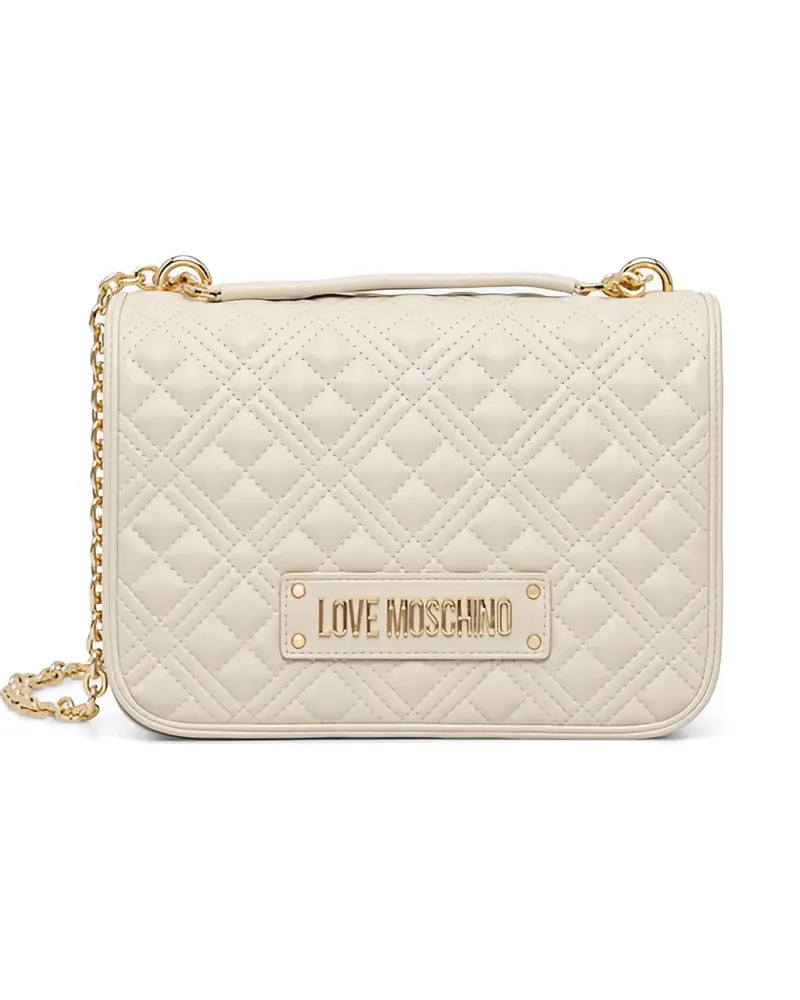 Moschino logo-detail quilted chain-strap handbag - Nude Nude