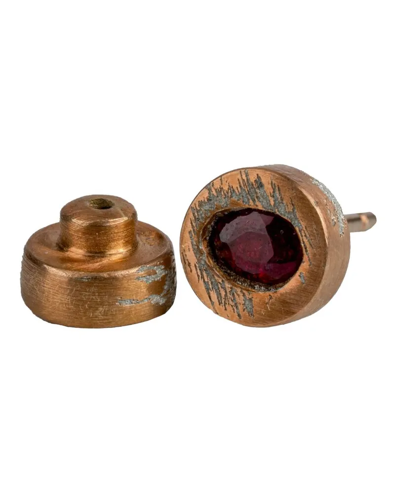 Parts Of Four 18kt rotvergoldeter kleiner Sterlingsilber-Ohrstecker mit Rubin - Rosa Rosa