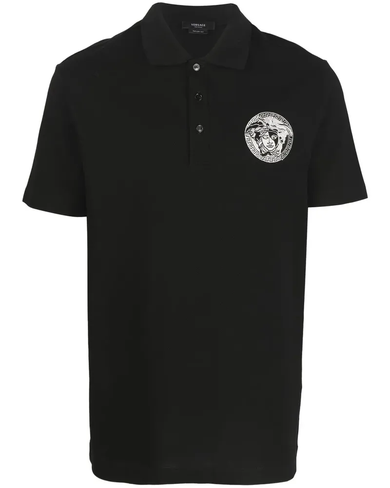 Versace Poloshirt mit Medusa-Stickerei - Schwarz Schwarz