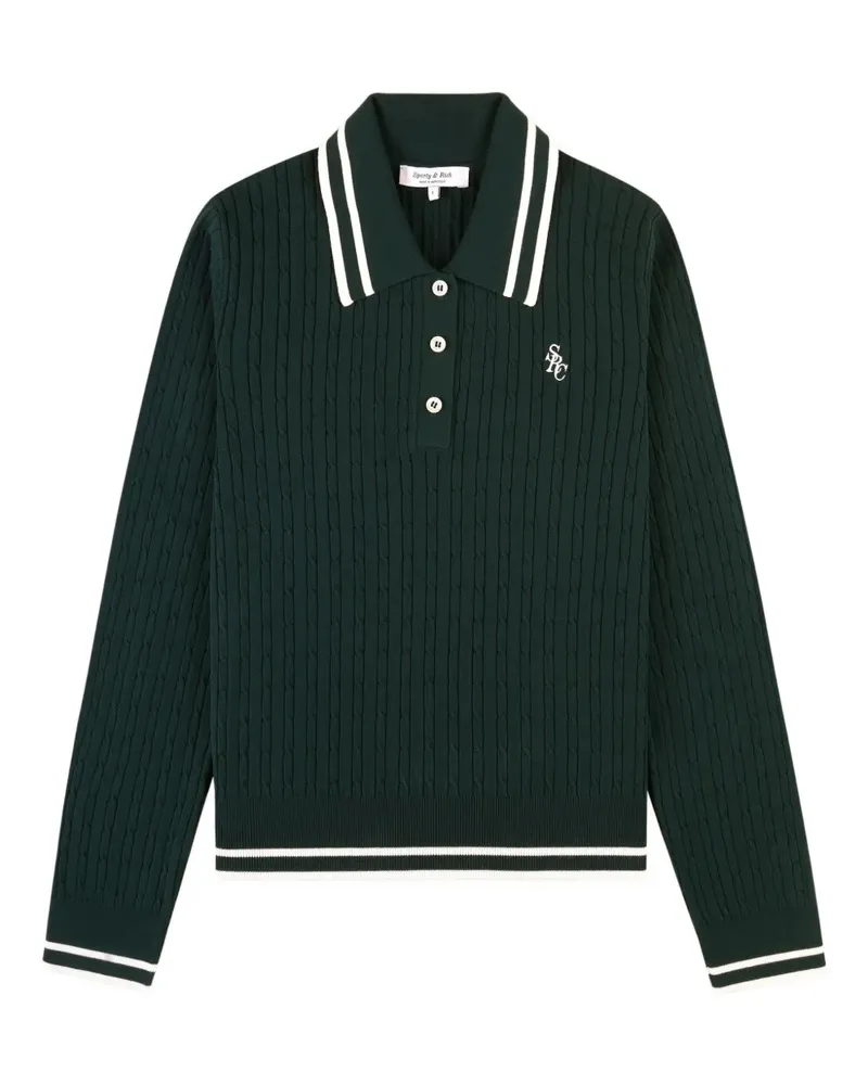 SPORTY & RICH cable-knit striped polo shirt - Grün Grün