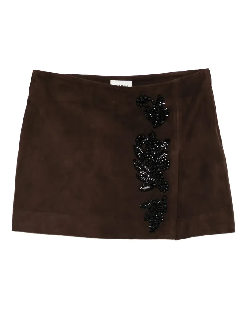 P.A.R.O.S.H. P.A.R.O H. Wildleder-Minirock mit Perlen - Braun Braun