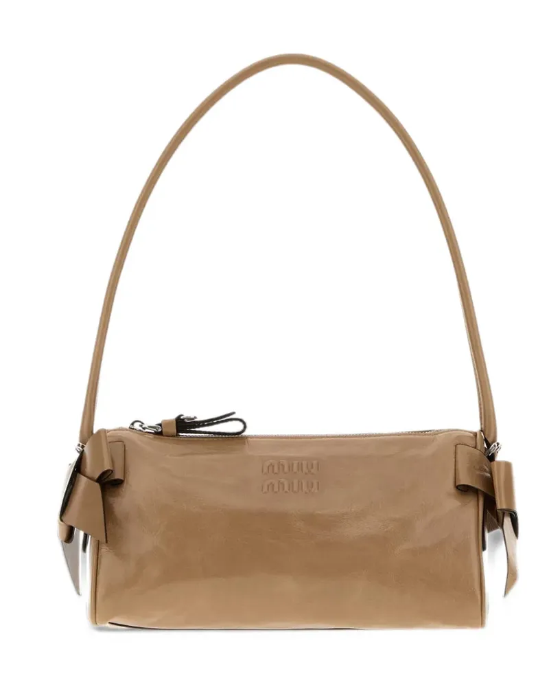 Miu Miu bow-detail leather shoulder bag - Nude Nude