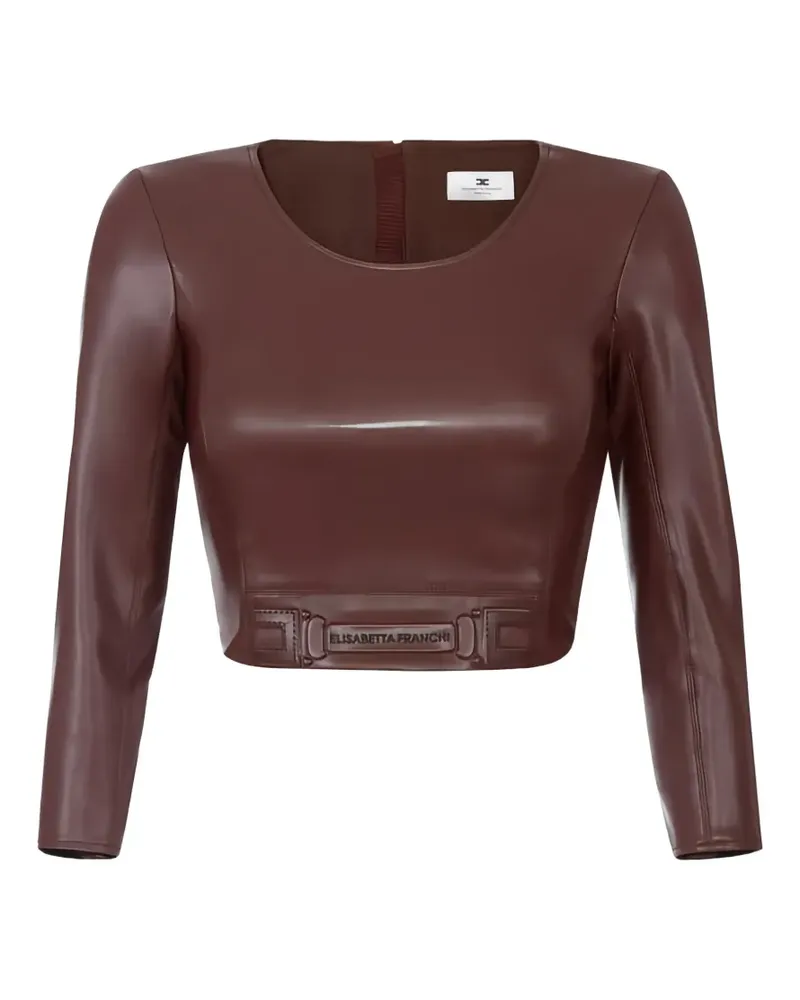 Elisabetta Franchi embossed logo-detail top - Braun Braun