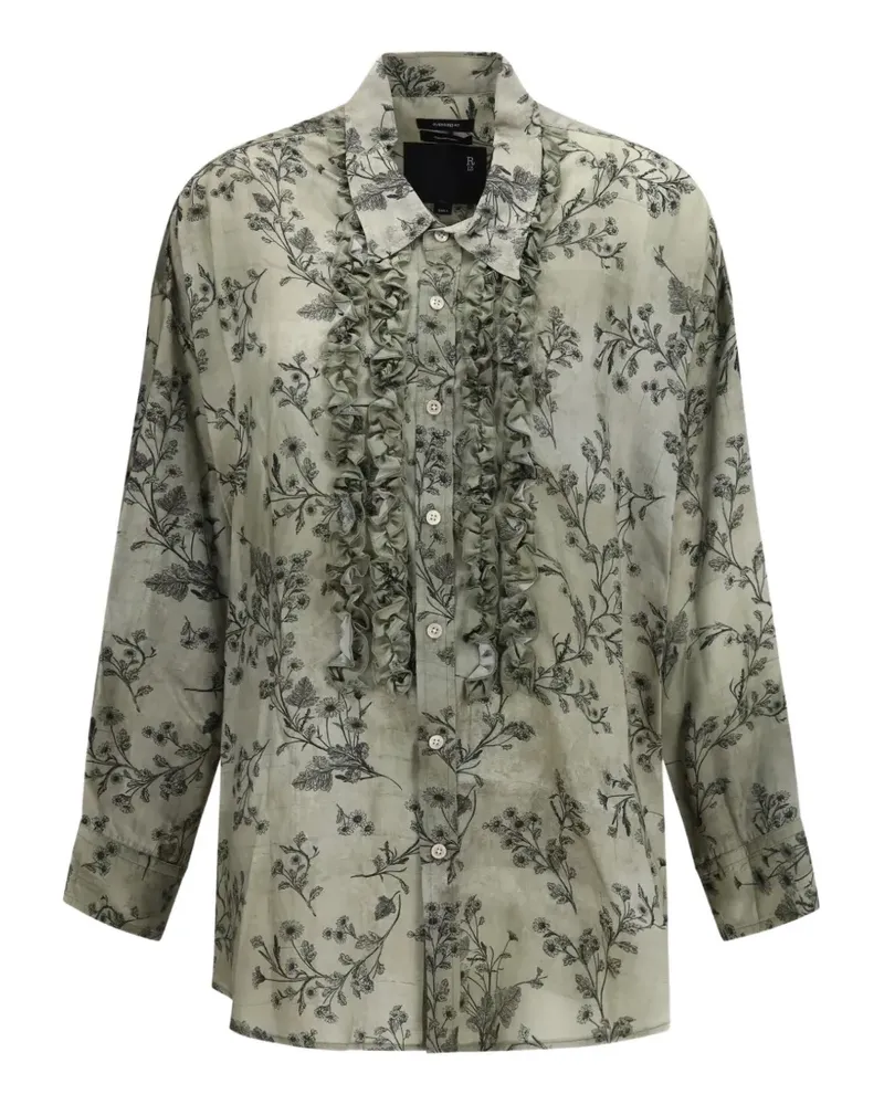 R13 floral-print ruffled shirt - Grün Grün