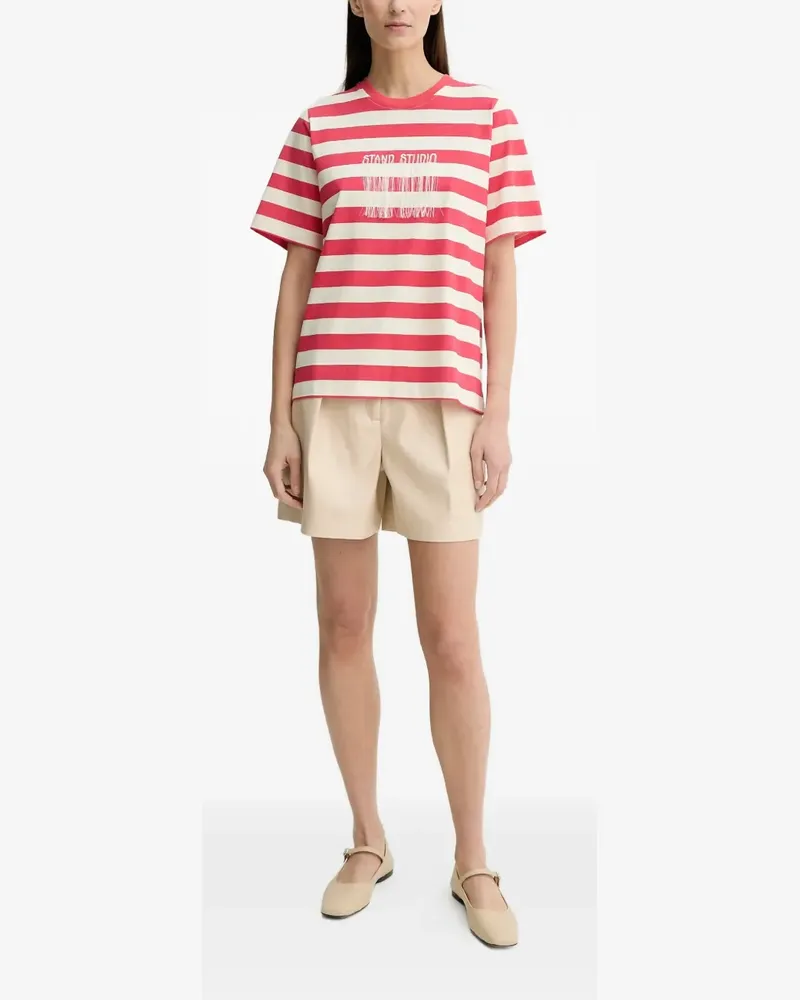 STAND Belen belt-loop pleated shorts - Nude Nude