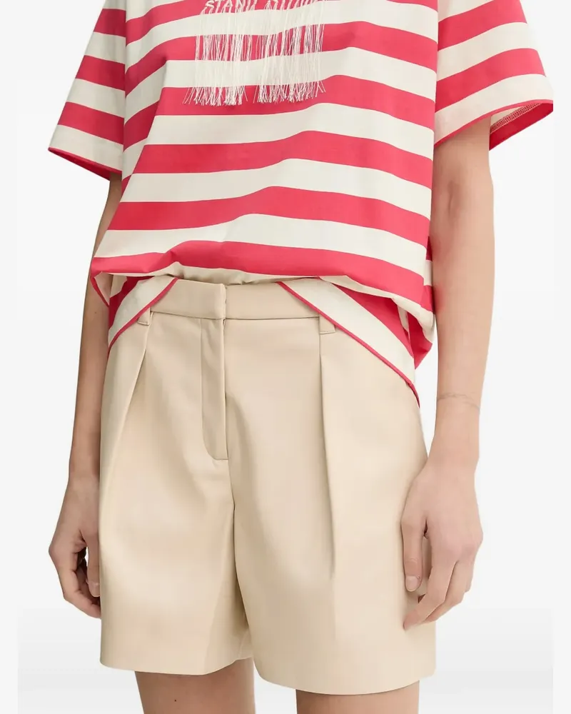 STAND Belen belt-loop pleated shorts - Nude Nude