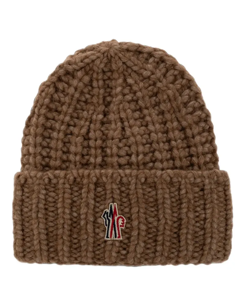 Moncler chunky-knit beanie hat - Braun Braun