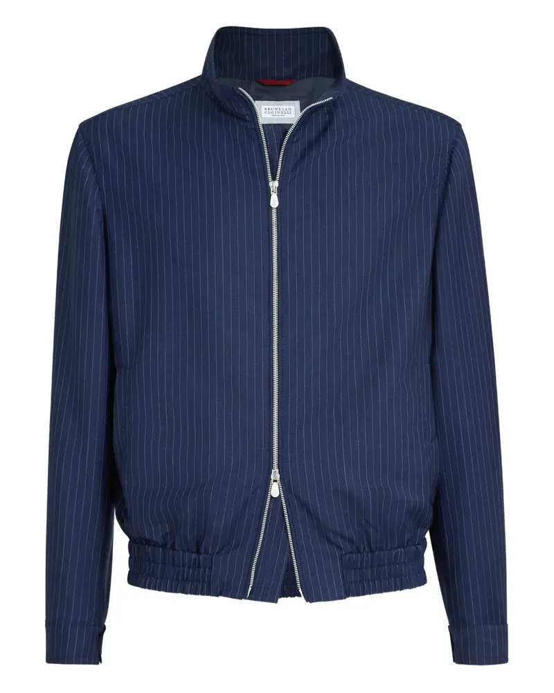 Brunello Cucinelli Stehkragen-Jacke mit Nadelstreifen - Blau Blau