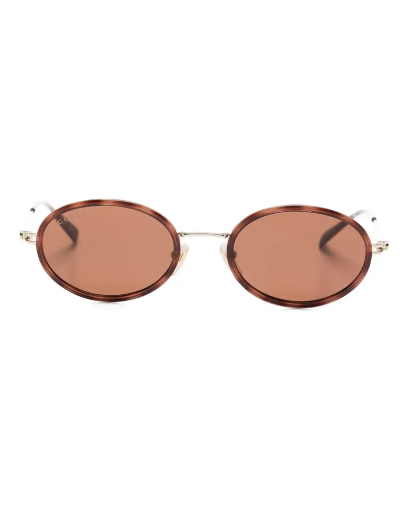 Gucci Sonnenbrille mit ovalem Gestell - Gold Gold