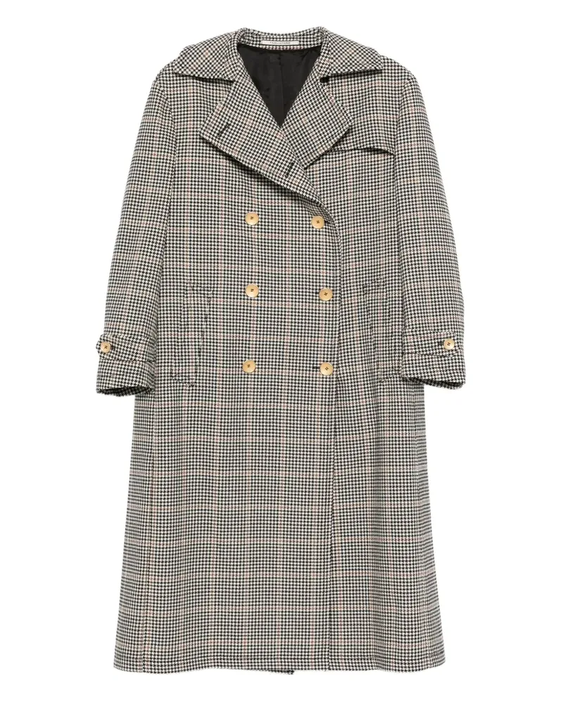 Tagliatore double-breasted houndstooth trench coat - Schwarz Schwarz