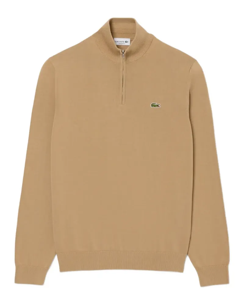 Lacoste high-neck cotton sweater with zipper - Nude Nude