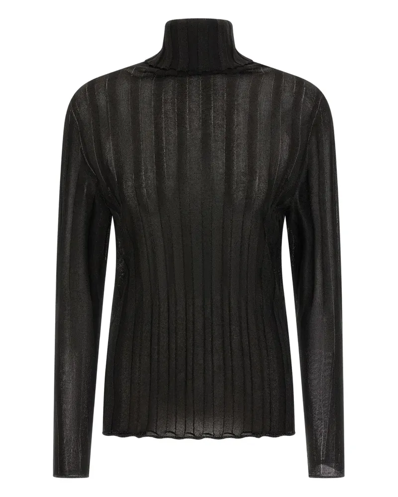 Fabiana Filippi Gerippter Lurex-Pullover - Schwarz Schwarz