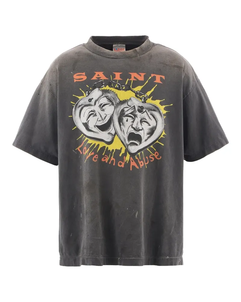 SAINT MXXXXXX T-Shirt im Distressed-Look - Schwarz Schwarz