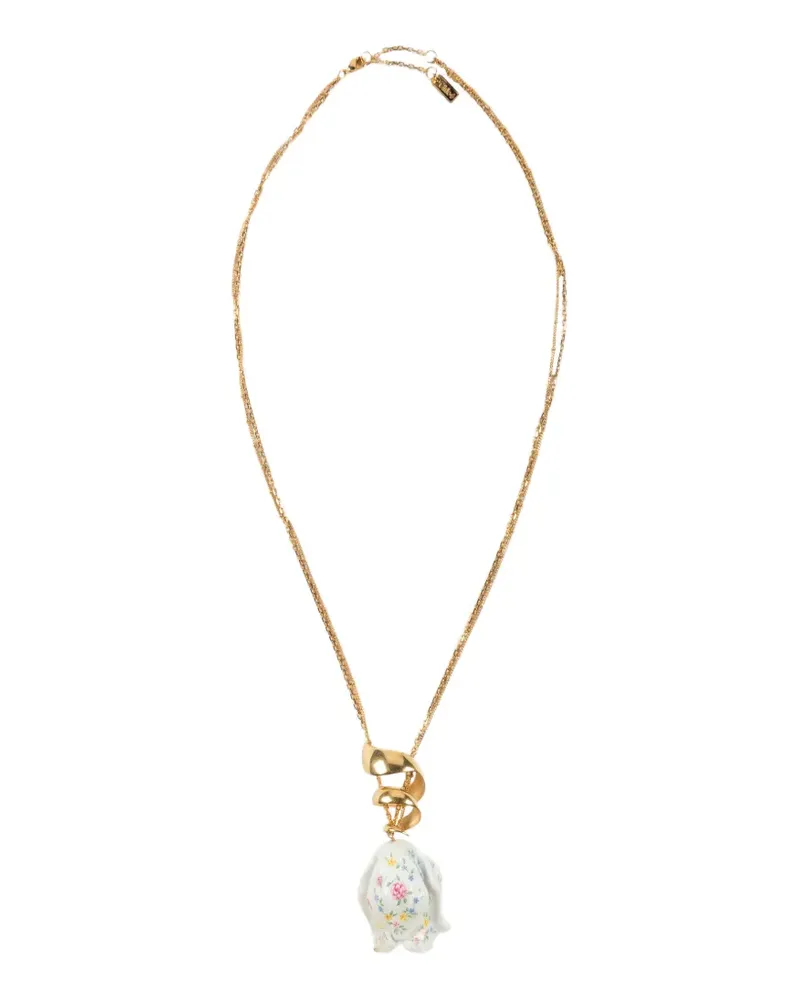 Chloé Halskette mit Keramik-Anhänger mit Blumenprint - Gold Gold
