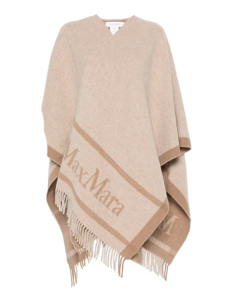 Max Mara Jacquard-Poncho aus Wolle - Beige - Nude Nude