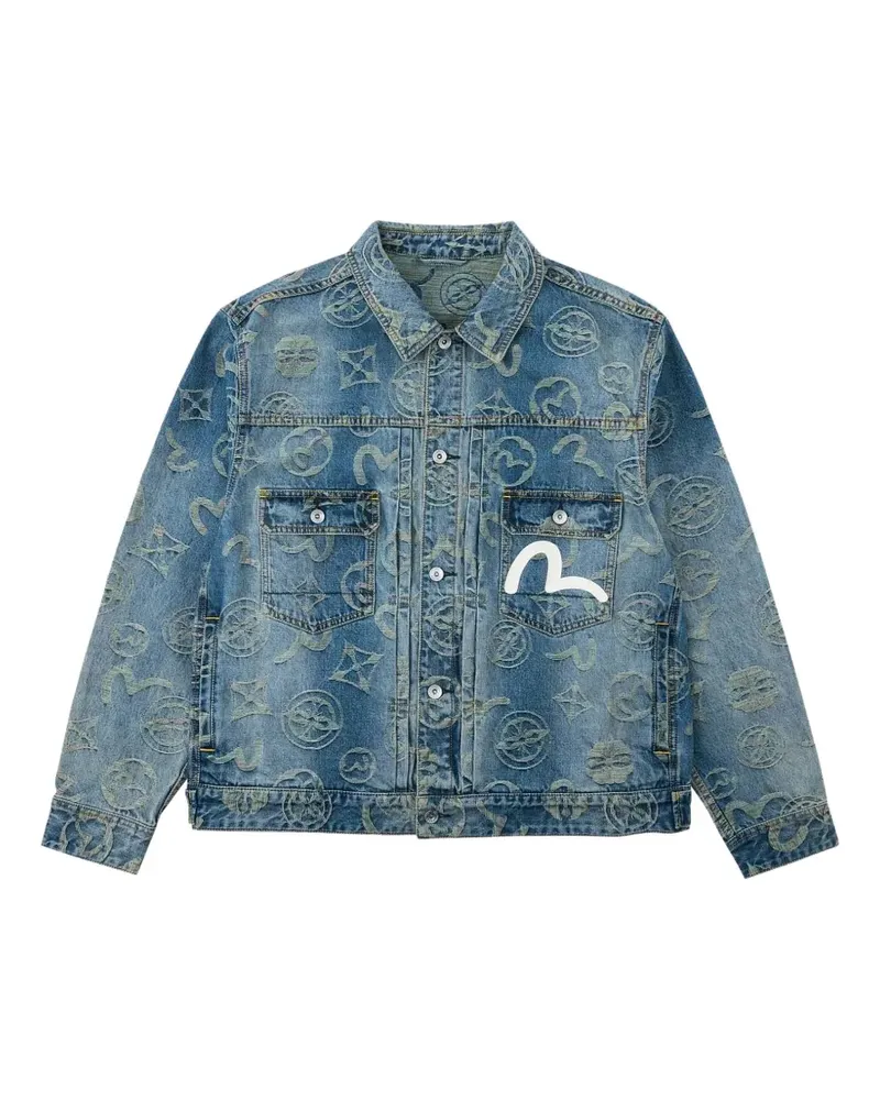 Evisu Jeansjacke aus Monogramm-Jacquard - Blau Blau
