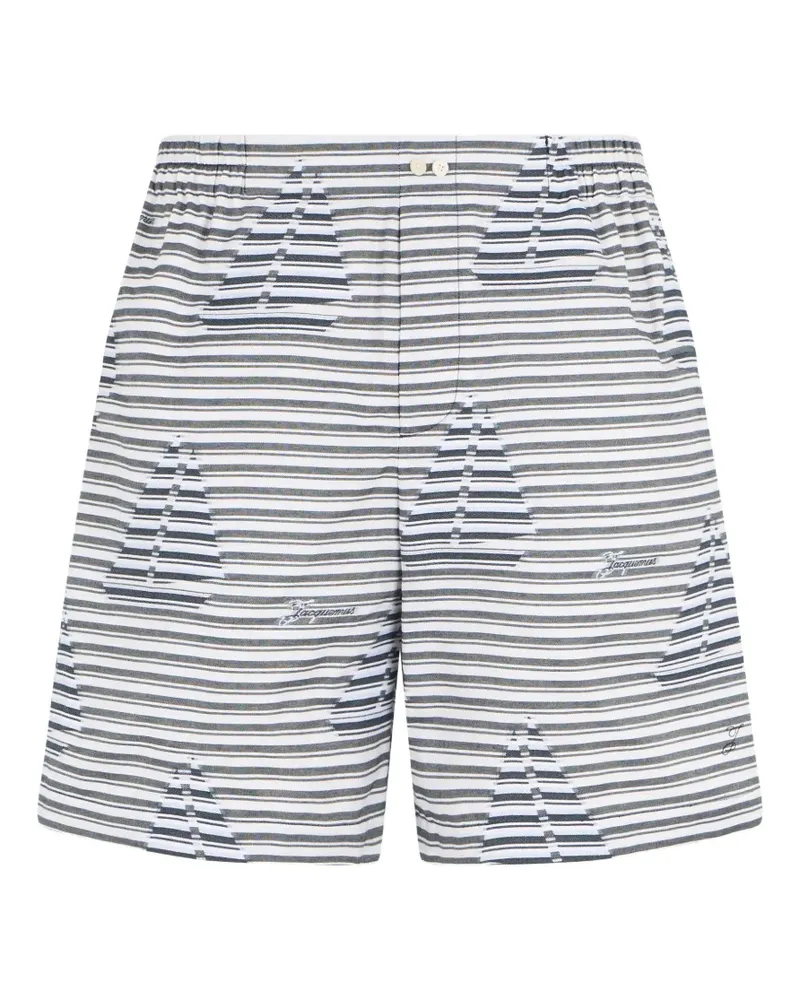 Jacquemus striped sailboat-print shorts - Weiß Weiß