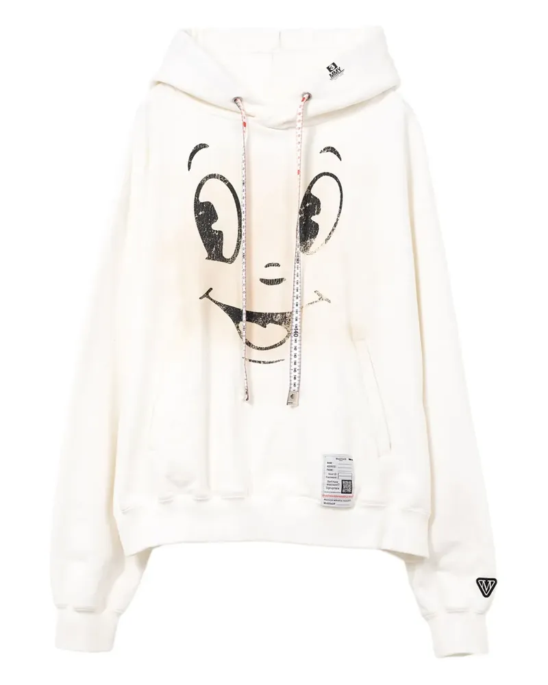 MIHARAYASUHIRO Hoodie mit Happy Face-Print - Weiß Weiß