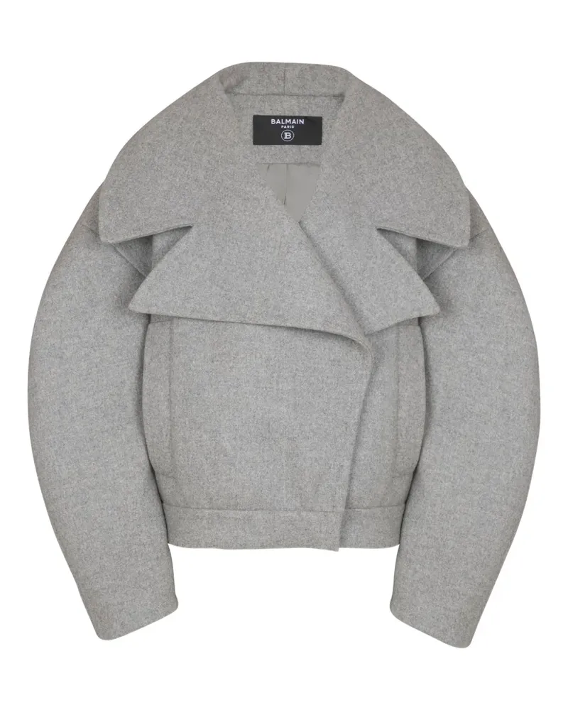Balmain Woll-Kaschmir-Mantel mit Oversized-Revers - Grau Grau