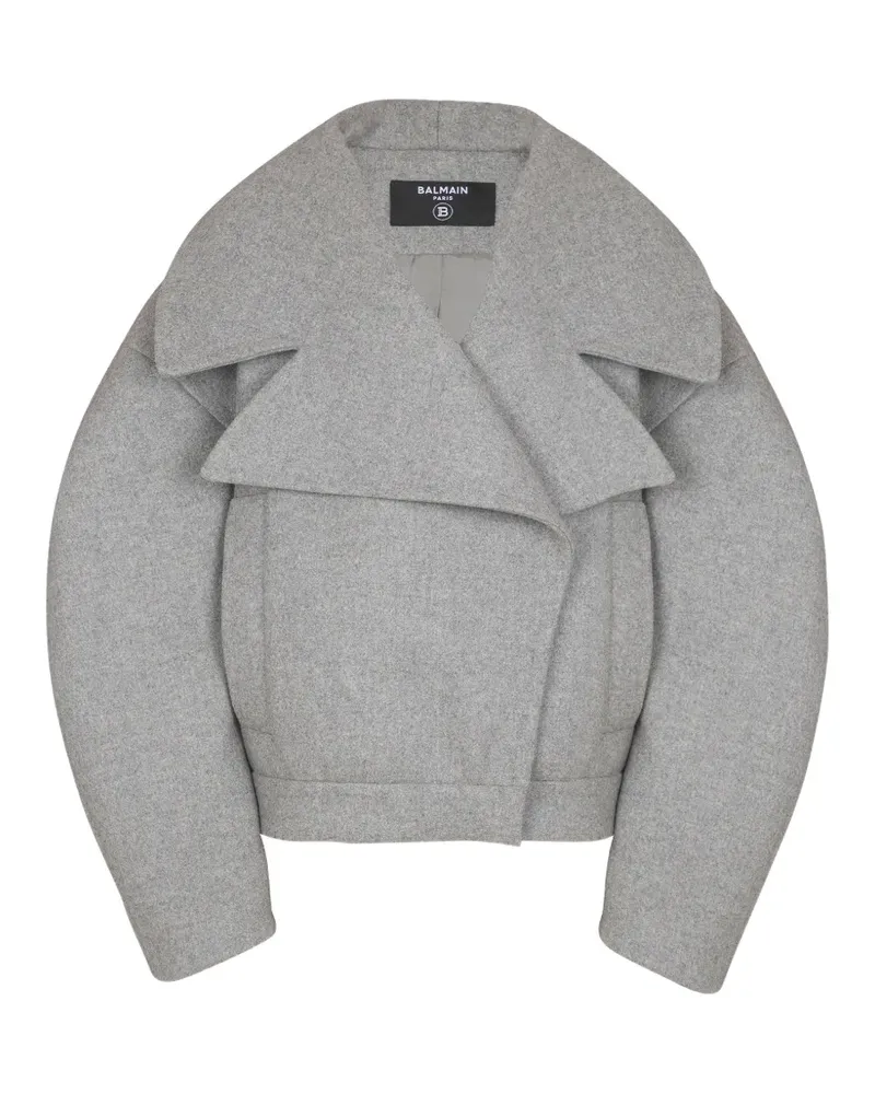 Balmain Woll-Kaschmir-Mantel mit Oversized-Revers - Grau Grau
