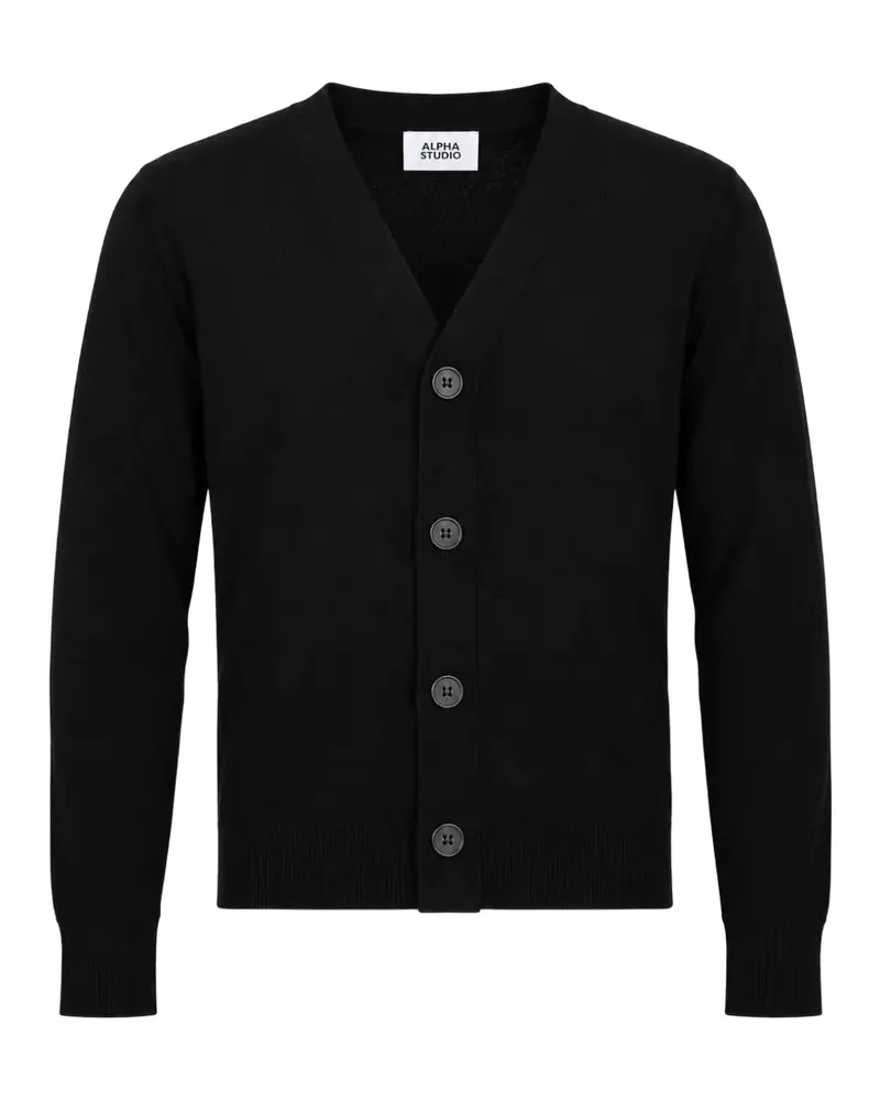 Alpha Studio V-neck button-up cardigan - Schwarz Schwarz