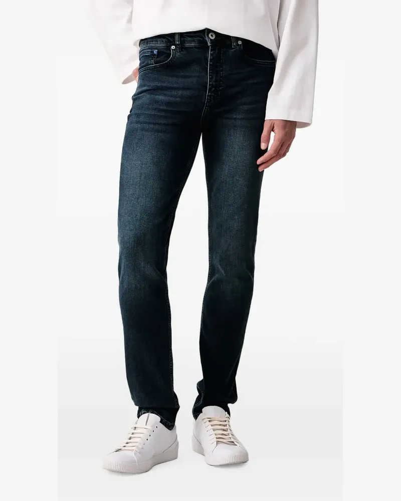Karl Lagerfeld logo-patch whiskered jeans - Blau Blau