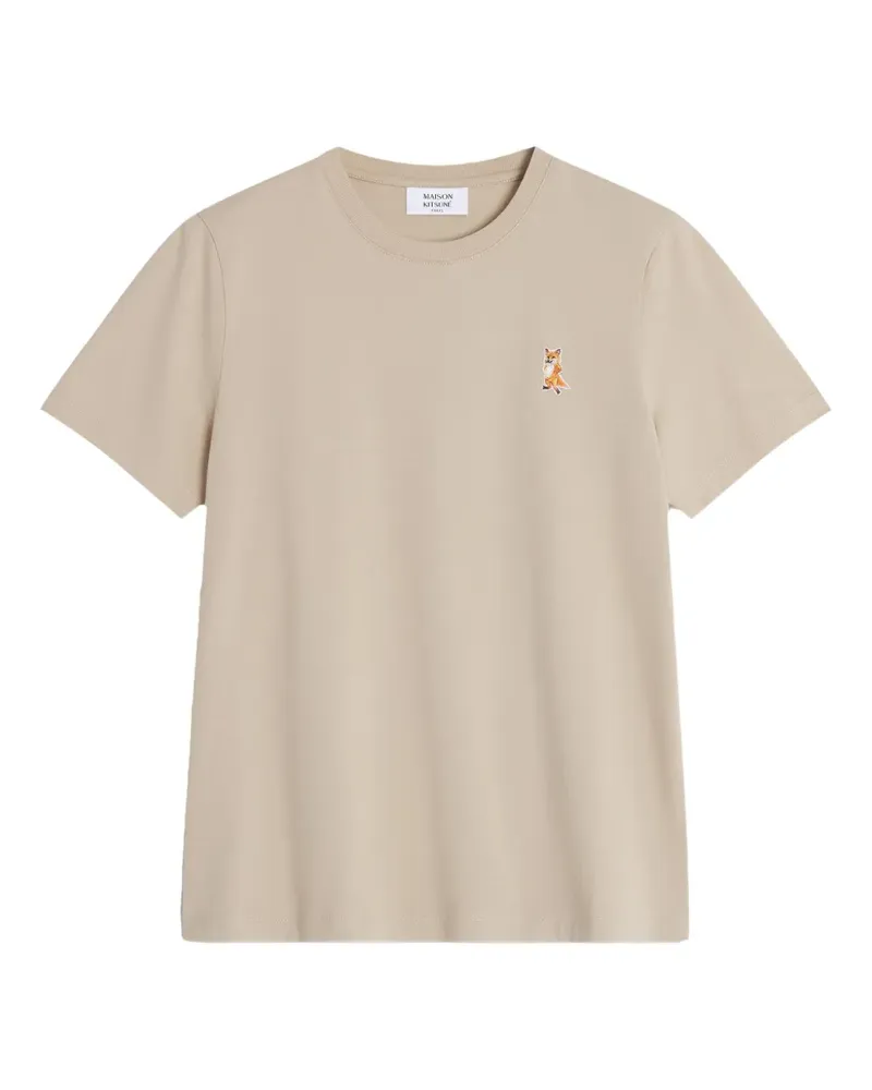 Kitsuné T-Shirt mit aufgesticktem Fuchs - Nude Nude