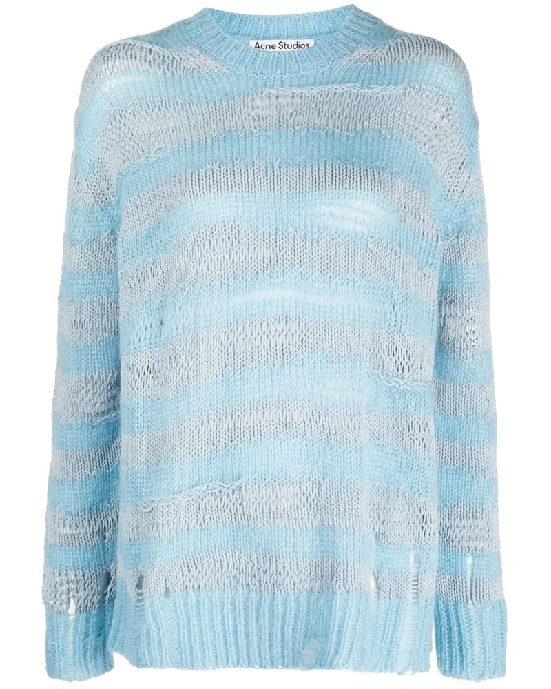 Acne Studios Pullover in Distressed-Optik Blau