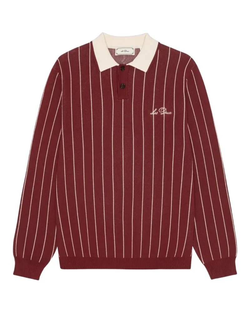 LES DEUX pinstriped long-sleeve polo shirt - Rot Rot