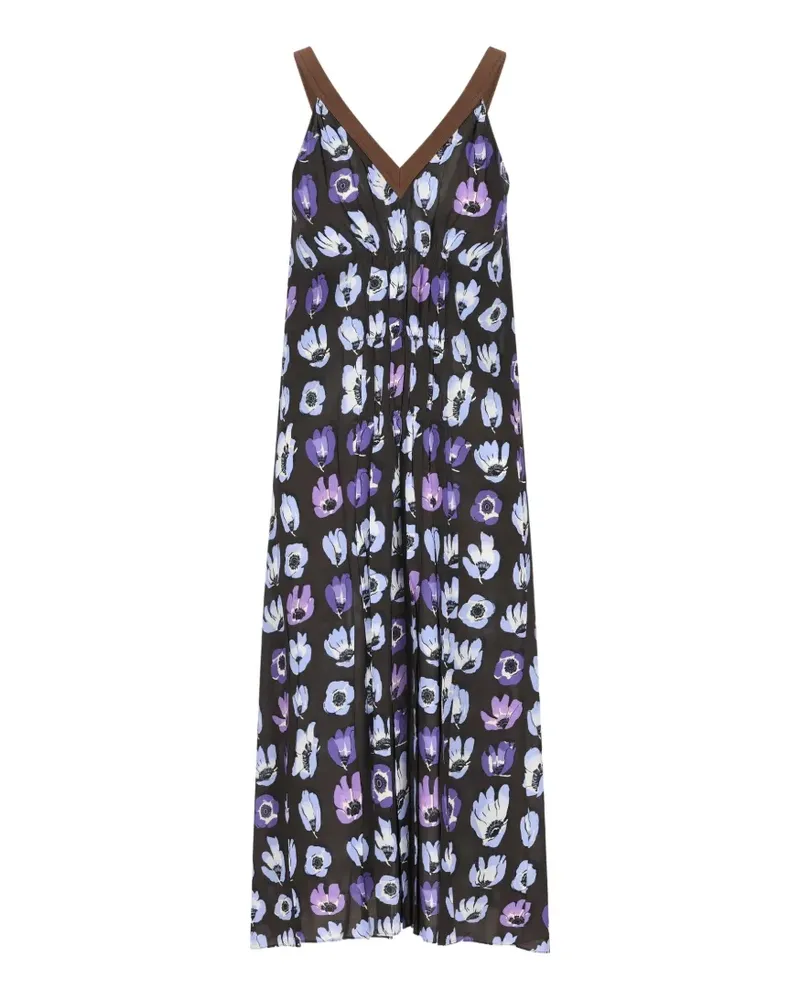 Prada V-neck floral-print dress - Schwarz Schwarz