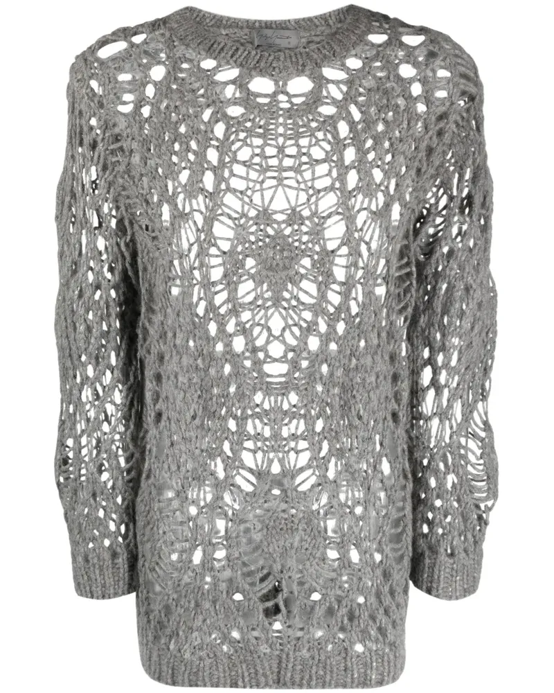 Yohji Yamamoto Pullover mit Lochstrickmuster - Grau Grau