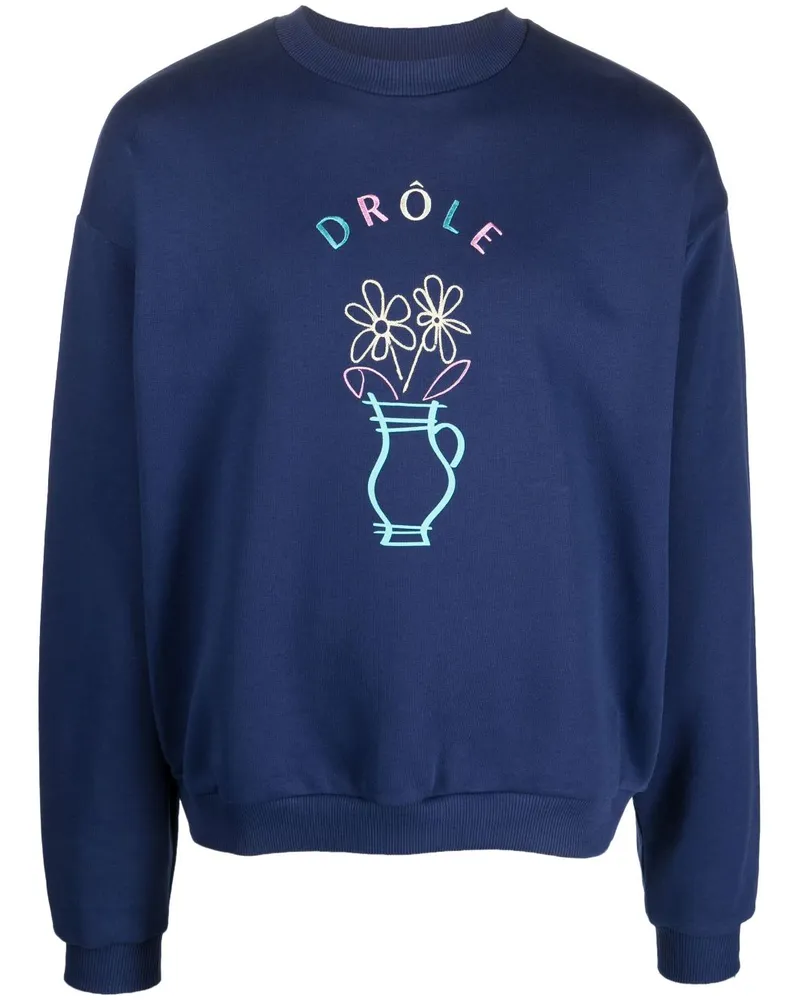 Drôle de Monsieur Sweatshirt mit Logo-Stickerei - Blau Blau